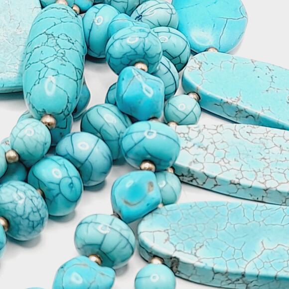 Chico’s Dyed Howlite Gemstone Statement Necklace 5 Strand 21” NWT - Picture 13 of 13